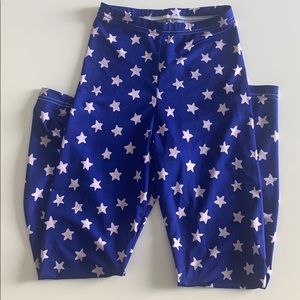Royal blue Nylon leggings with white stars